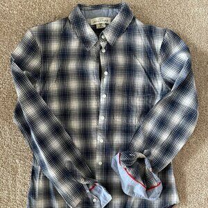 H&M LOGG Women's l/s Button Down Shirt sz 4 Chest Pocket Checkered